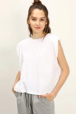 STORETS Hazel Open Back Shoulder Padded Top