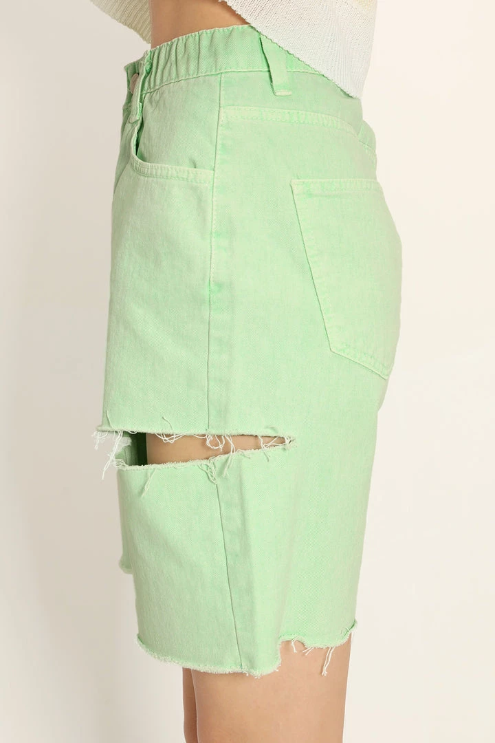 STORETS CLOTHING Karlee Slash Color Denim Shorts