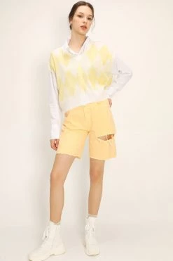 STORETS Karlee Slash Color Denim Shorts CLOTHING