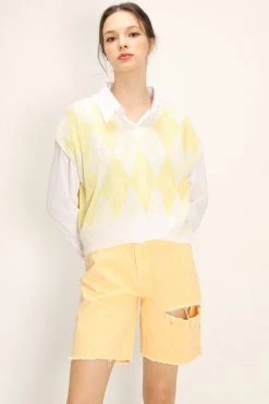 STORETS Karlee Slash Color Denim Shorts CLOTHING