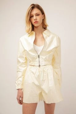 STORETS CLOTHING Sofia Crinkled Bomber Jacket