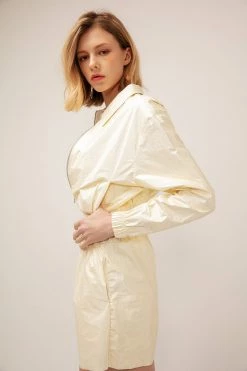 STORETS CLOTHING Sofia Crinkled Bomber Jacket