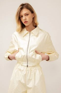 STORETS CLOTHING Sofia Crinkled Bomber Jacket