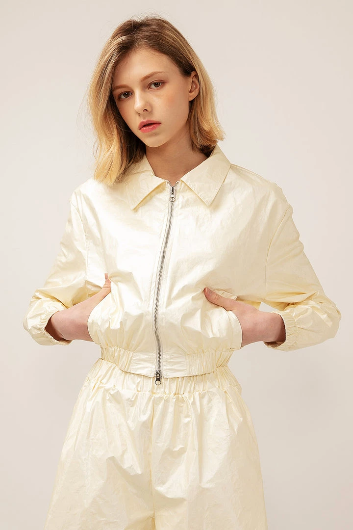 STORETS CLOTHING Sofia Crinkled Bomber Jacket