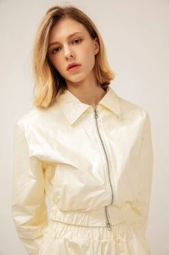 STORETS CLOTHING Sofia Crinkled Bomber Jacket