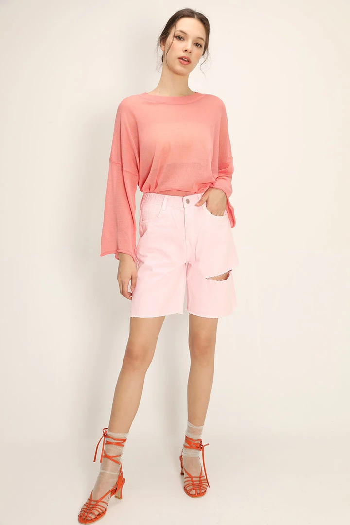 STORETS CLOTHING Karlee Slash Color Denim Shorts