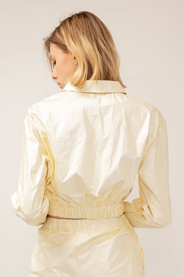 STORETS CLOTHING Sofia Crinkled Bomber Jacket
