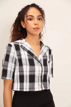 STORETS Lauren Plaid Cropped Jacket