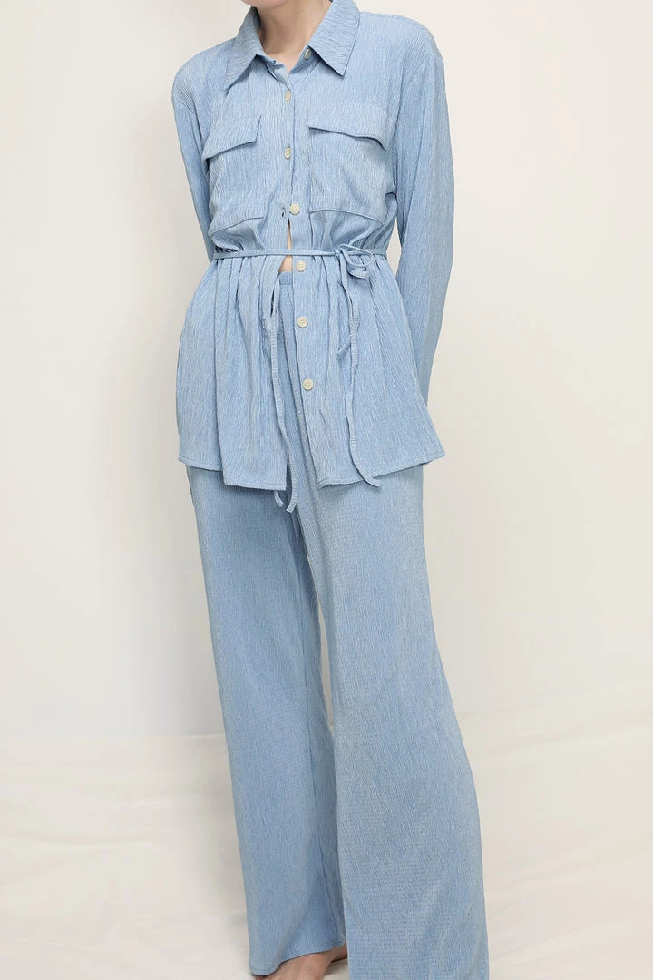 STORETS Saylor Textured Tie Waist Shirt