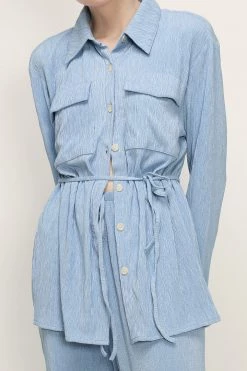 STORETS Saylor Textured Tie Waist Shirt