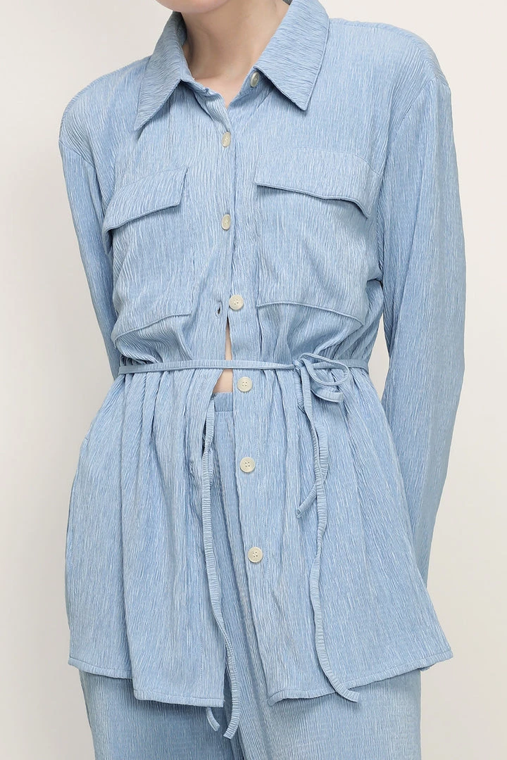 STORETS Saylor Textured Tie Waist Shirt