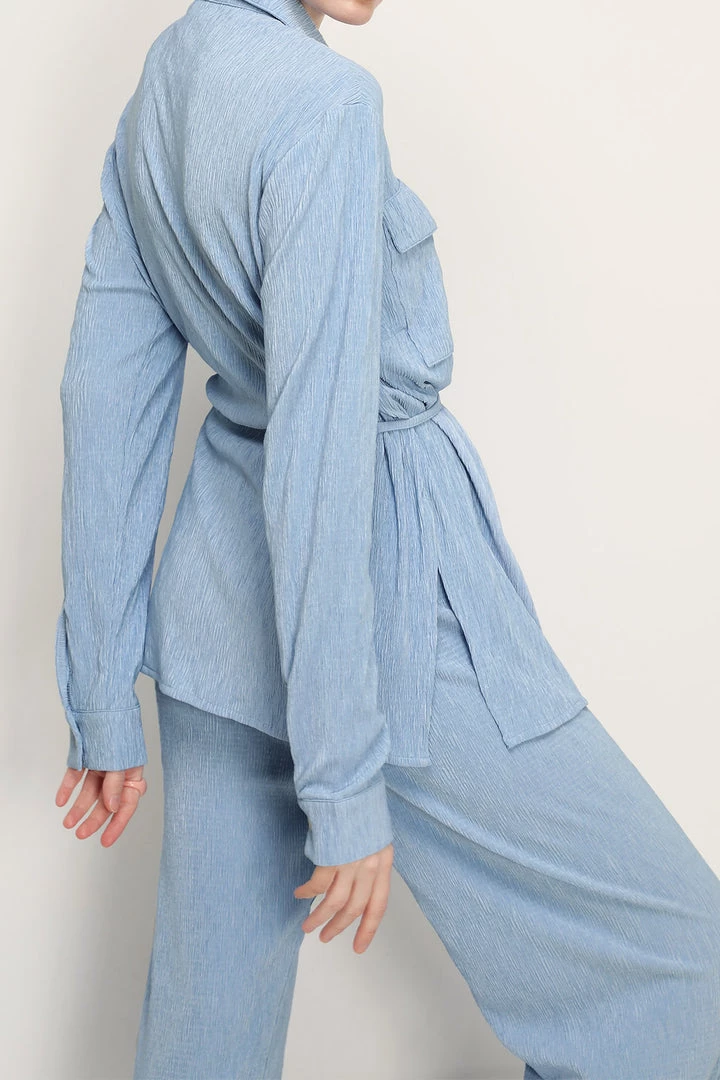 STORETS Saylor Textured Tie Waist Shirt