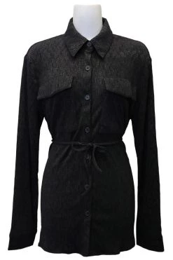 STORETS Saylor Textured Tie Waist Shirt