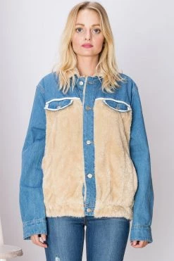 STORETS SALE Melanie Furry Denim Jacket CLOTHING