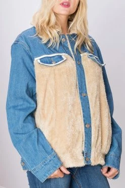 STORETS SALE Melanie Furry Denim Jacket CLOTHING