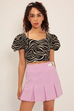 STORETS Adriana Zebra Printed Open Back Blouse CLOTHING