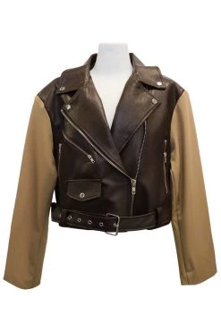 STORETS CLOTHING Leia Pleather Block Rider Jacket