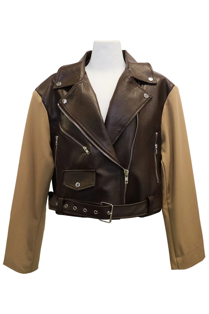 STORETS CLOTHING Leia Pleather Block Rider Jacket