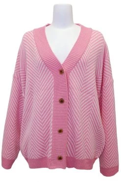 STORETS Influencer Danna Herringbone Printed Cardigan