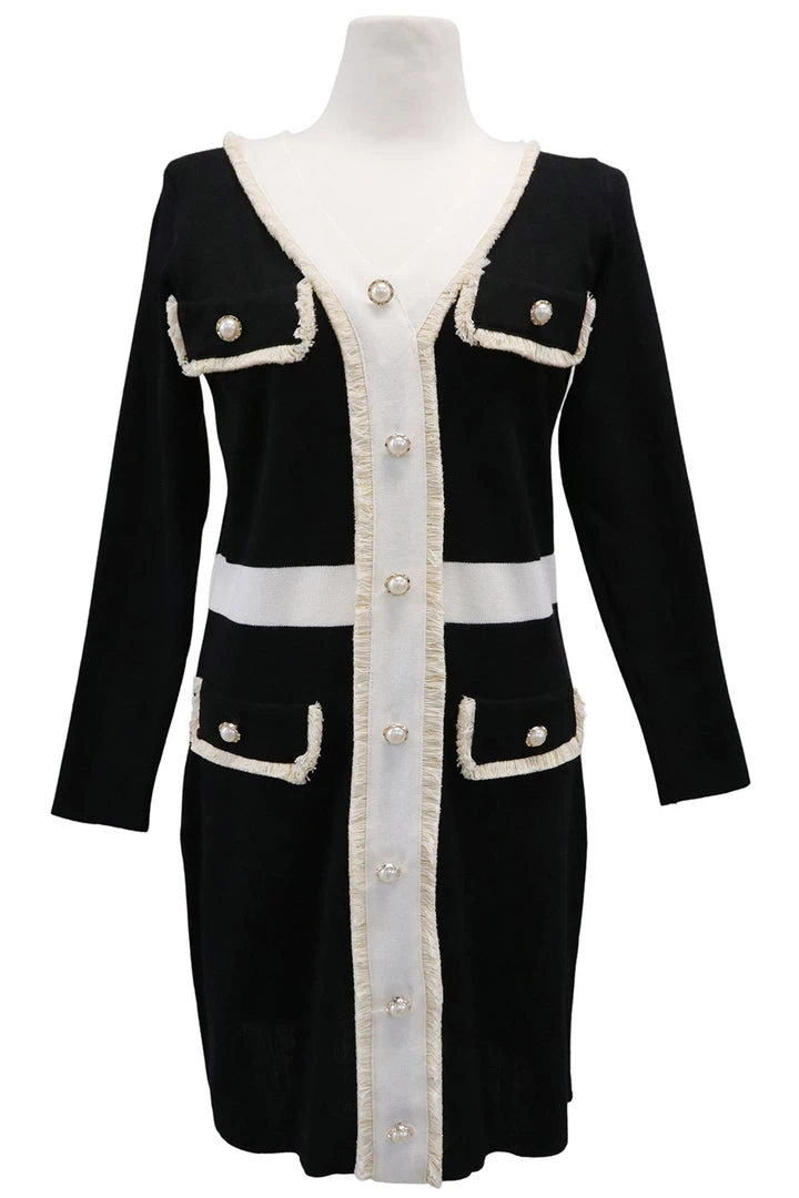 STORETS CLOTHING Hallie Contrast Trim Knit Dress