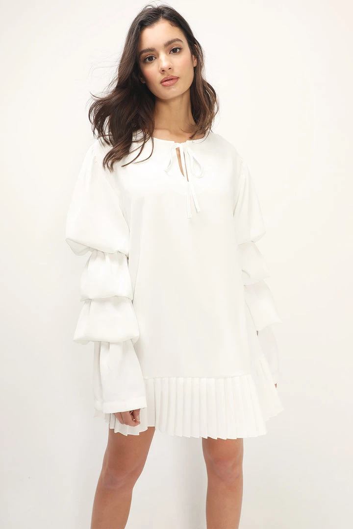 STORETS Elaina Tiered Sleeve Pleated Dress