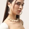 STORETS ACCESSORIES XL Faux Pearl Hoop Earrings