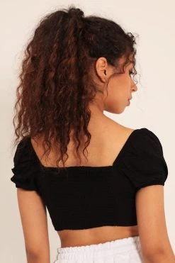 STORETS Sienna Eyelet Lace-Up Crop Top CLOTHING