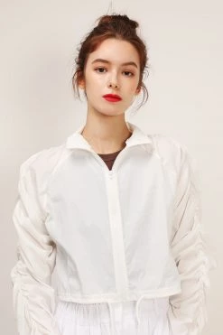 STORETS Gianna Ruched Sleeve Bomber