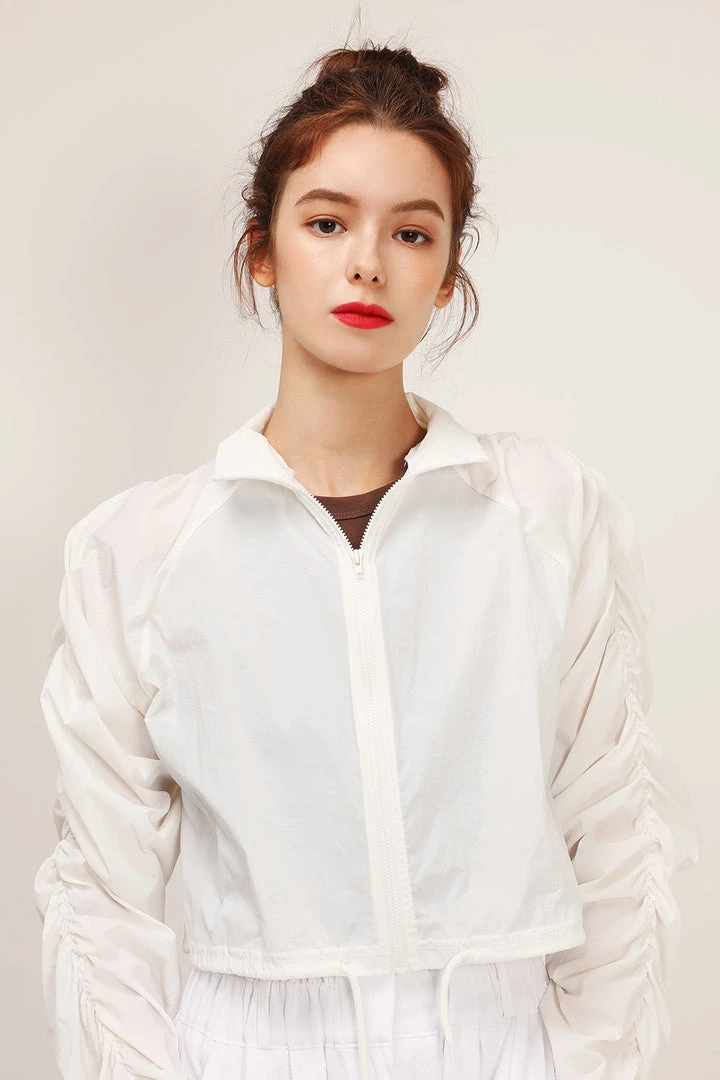 STORETS Gianna Ruched Sleeve Bomber