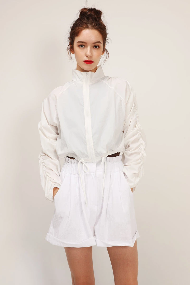 STORETS Gianna Ruched Sleeve Bomber