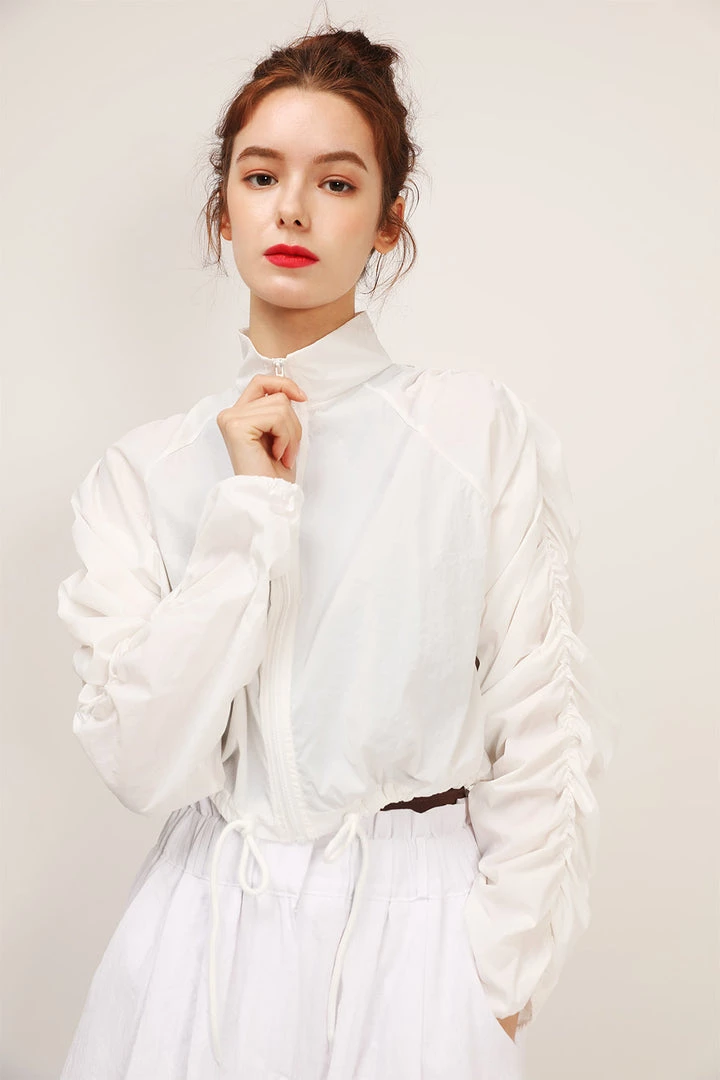 STORETS Gianna Ruched Sleeve Bomber