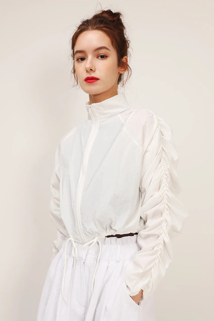 STORETS Gianna Ruched Sleeve Bomber