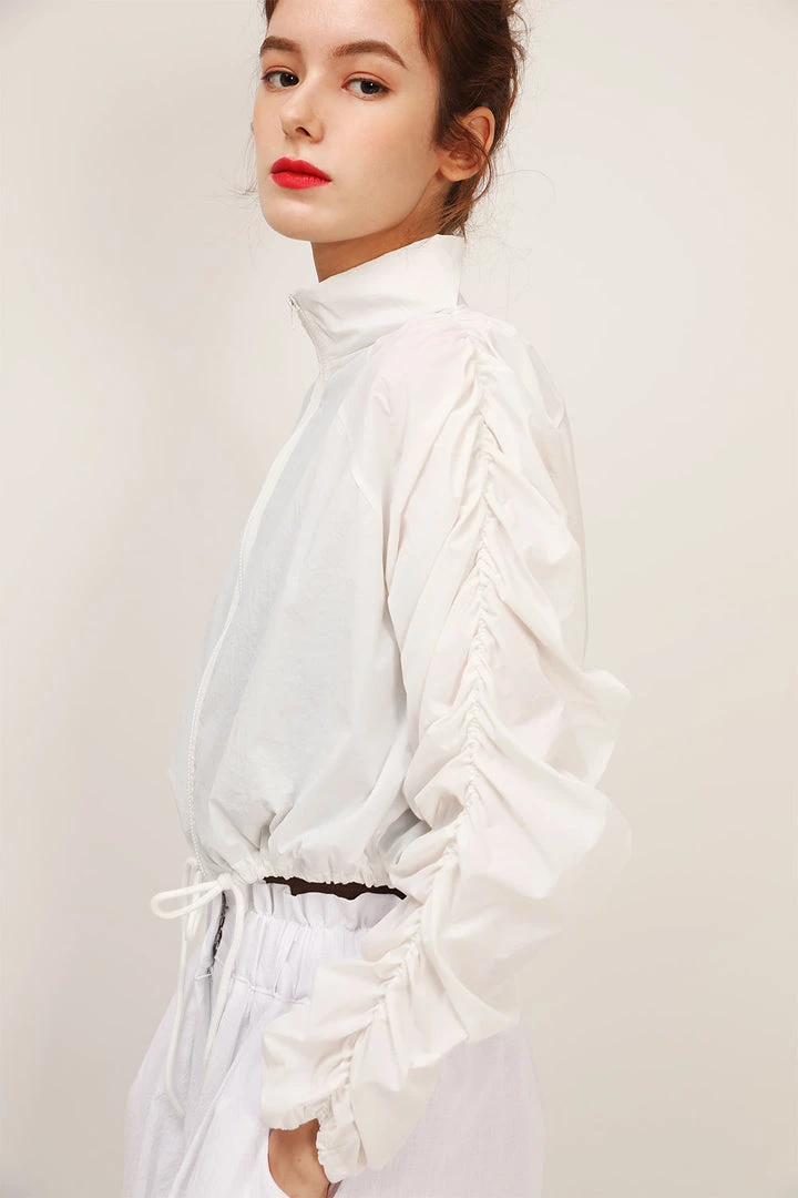 STORETS Gianna Ruched Sleeve Bomber