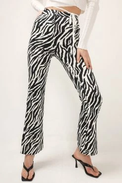 STORETS Kimber Zebra Print Satin Pants CLOTHING