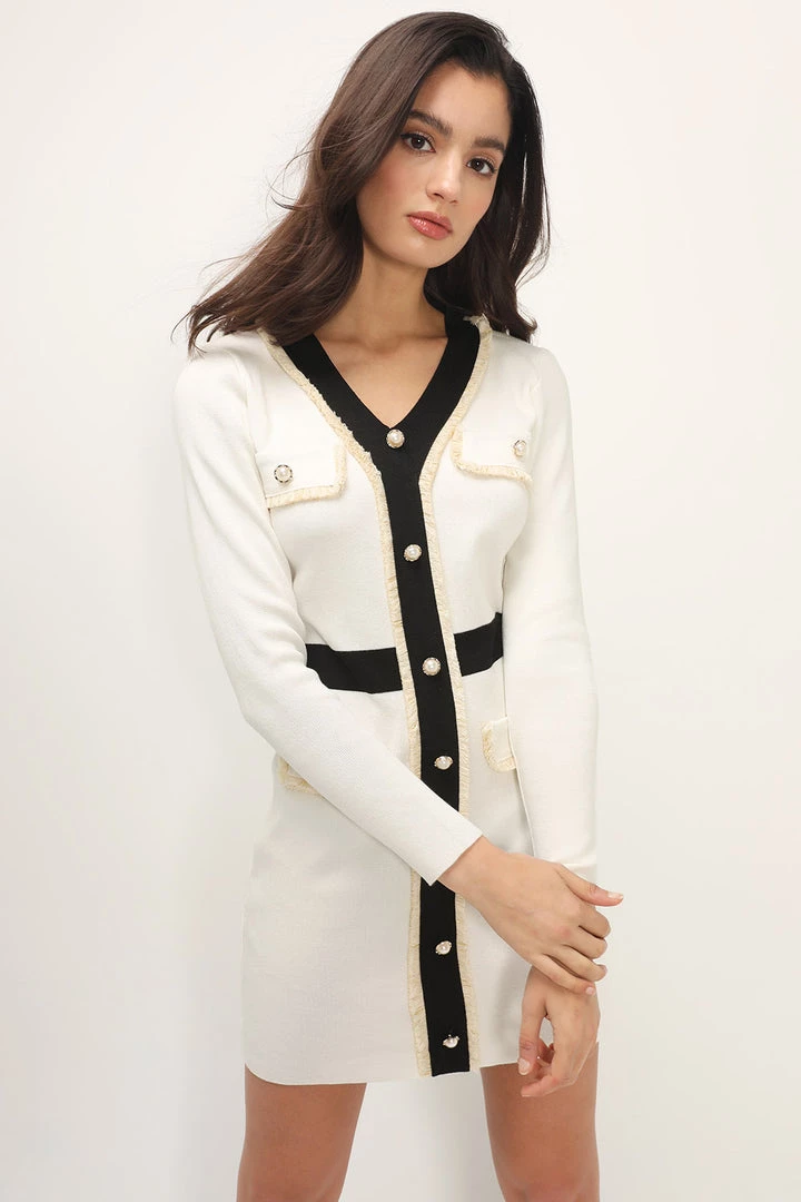 STORETS CLOTHING Hallie Contrast Trim Knit Dress