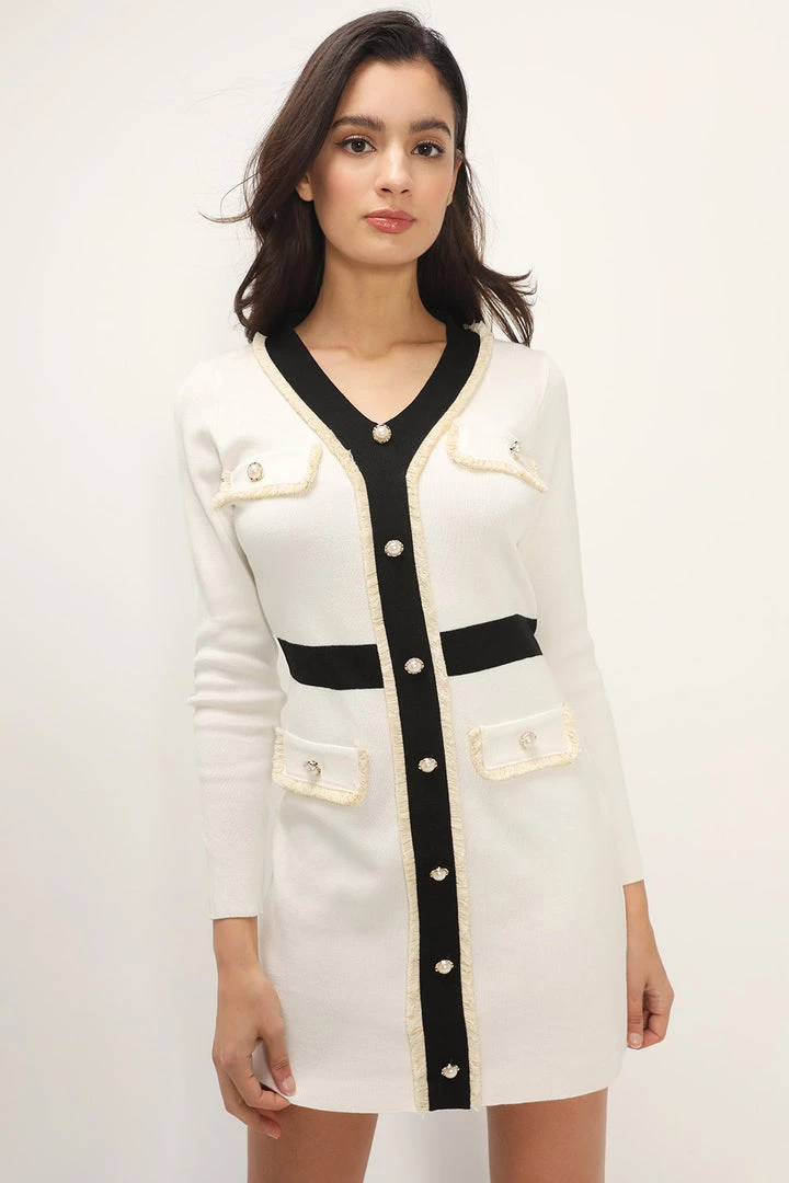 STORETS CLOTHING Hallie Contrast Trim Knit Dress