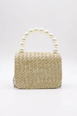 STORETS Faux Pearl Handle Straw Bag-Small ACCESSORIES