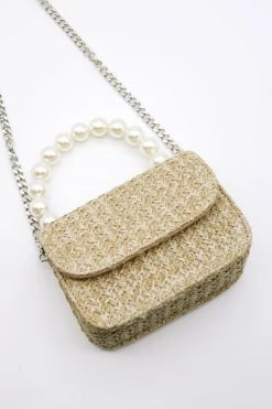 STORETS Faux Pearl Handle Straw Bag-Small ACCESSORIES