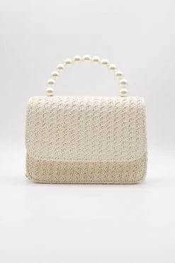 STORETS Faux Pearl Handle Straw Bag