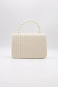 STORETS Faux Pearl Handle Straw Bag