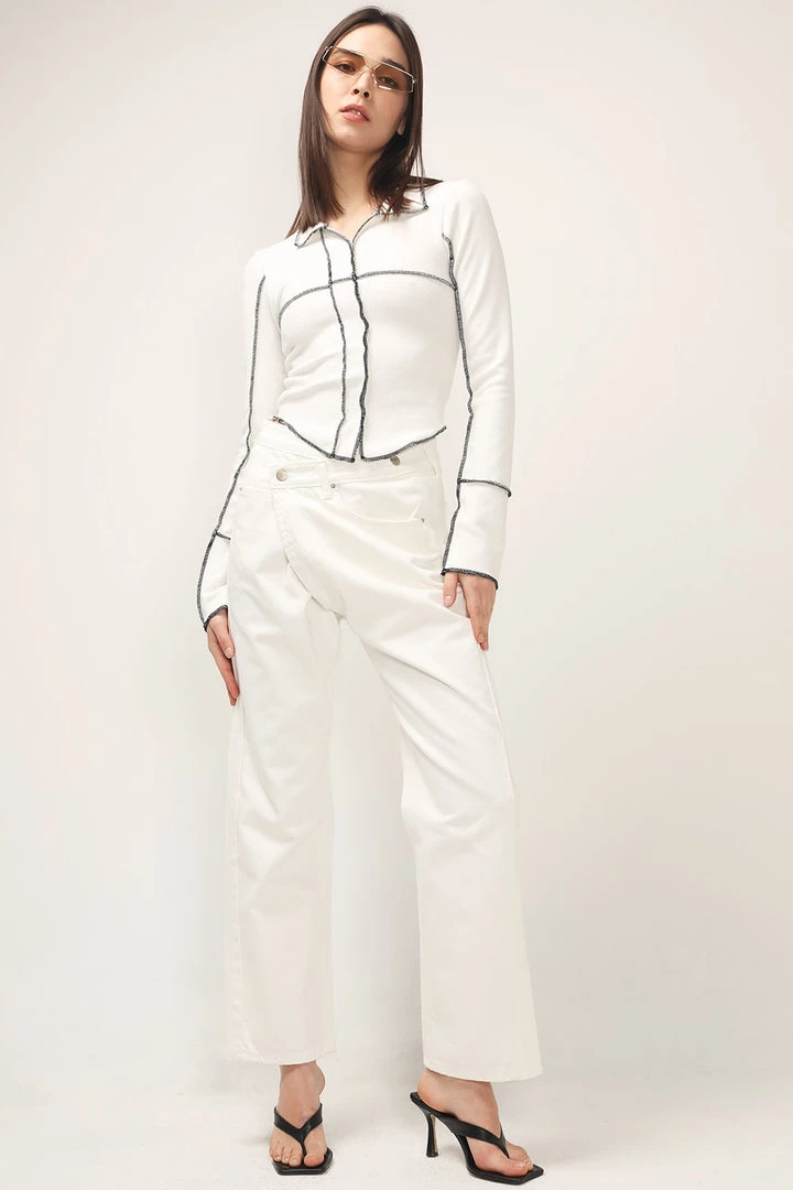 STORETS Joan Tie Collar Puff Blouse