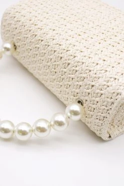 STORETS Faux Pearl Handle Straw Bag