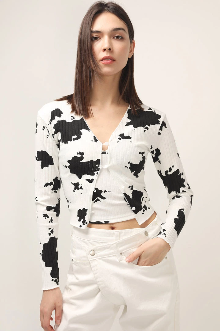 STORETS Bailey Printed Crop Cardigan