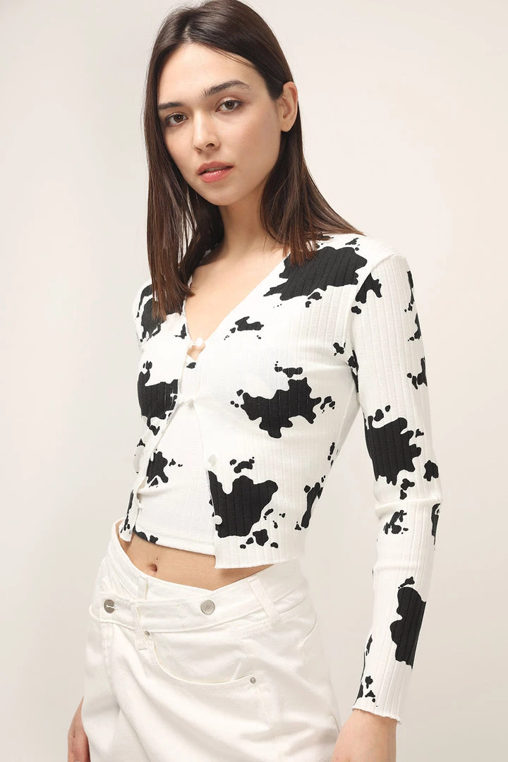 STORETS Bailey Printed Crop Cardigan