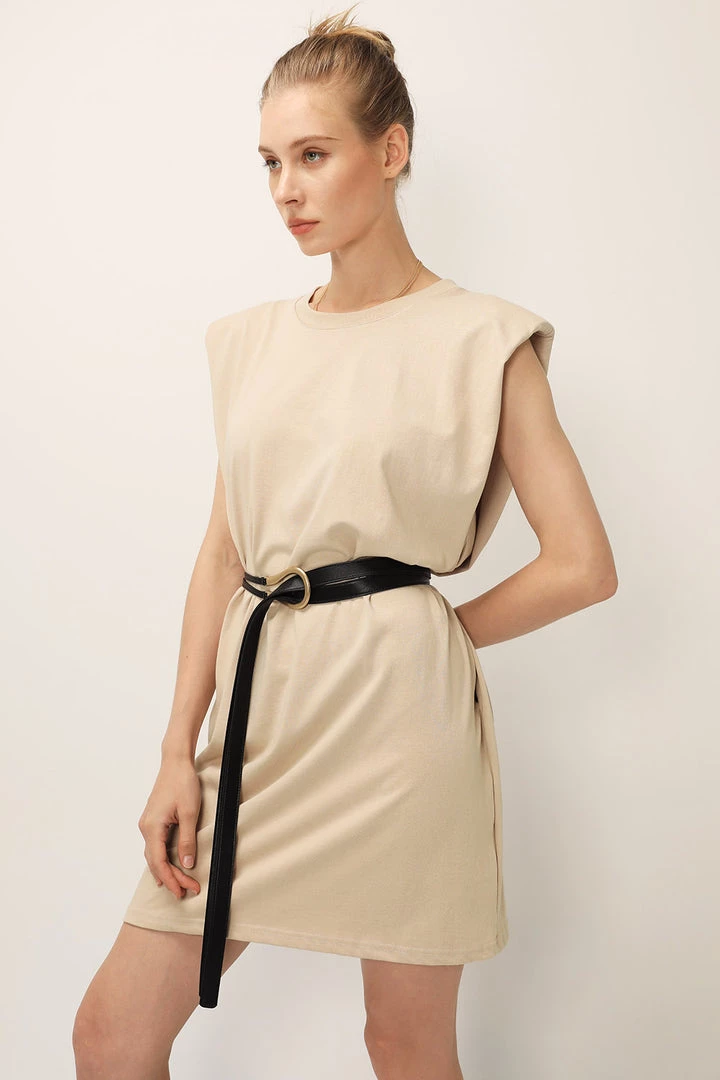 STORETS SALE CLOTHING Kinley Padded Shoulder Muscle Dress