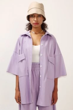 STORETS SALE CLOTHING Amy Pleather Shirt Jacket