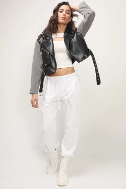 STORETS CLOTHING Leia Pleather Block Rider Jacket