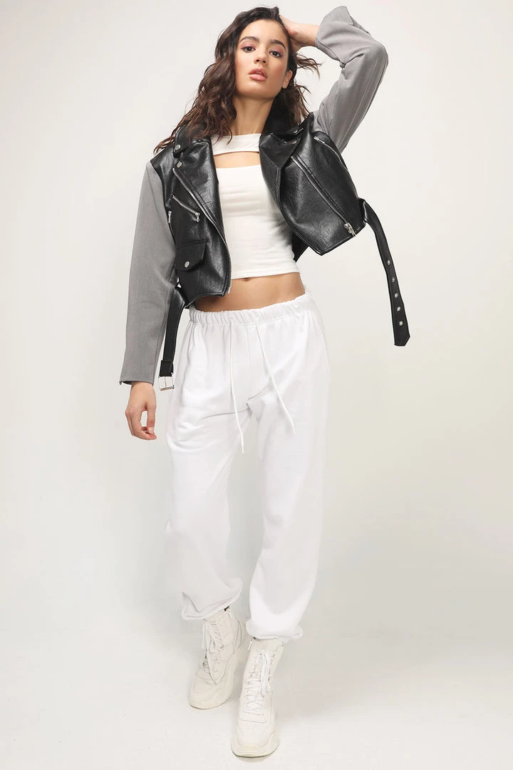 STORETS CLOTHING Leia Pleather Block Rider Jacket