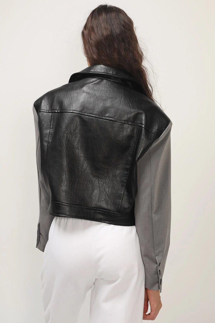 STORETS CLOTHING Leia Pleather Block Rider Jacket