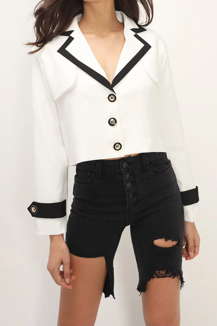 STORETS Elisa Contrast Trim Collar Jacket